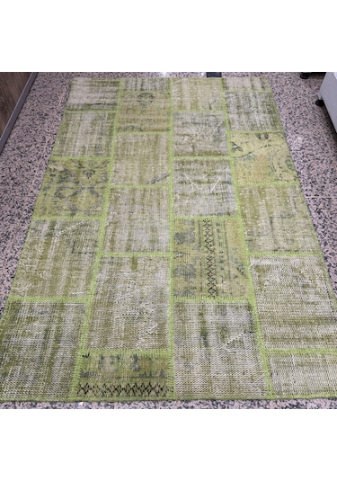 Hoom Rugs Antik Patchwork Yeşil El Dokuma Kilim Yeşil