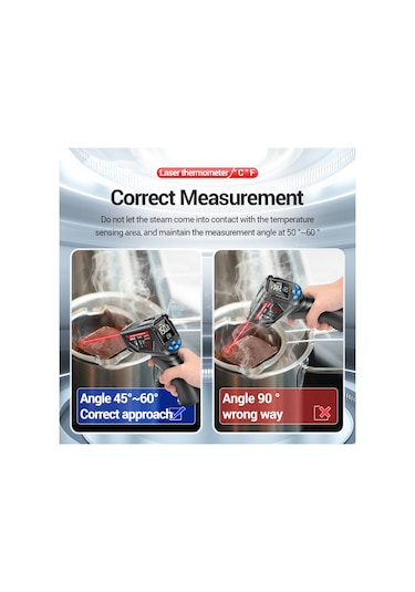 Youmex Endüstriyel Sıcaklık Ölçer -20 C 650 C, Entegre Kızılötesi Sensör, Hızlı Ölçüm, Siyah, Batarya Hariç