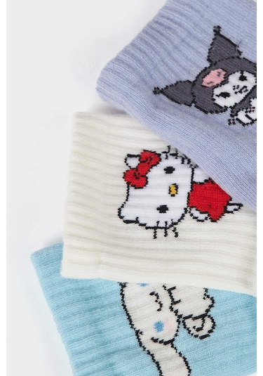 DeFacto Kız Çocuk Hello Kitty 3'lü Pamuklu Uzun Çorap F6702A8NSKR1