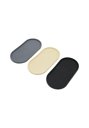 Düz Oval Renkli Silikon Yağdanlık - Sabunluk Altlık 12 X 24.5cm 4741 12 Izgara