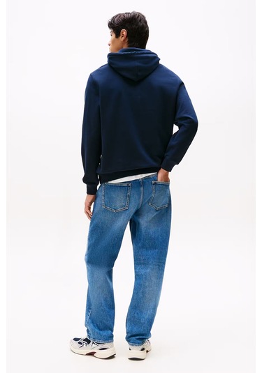 Erkek Linear Logo Hoodie Sweatshirt - Lacivert Dark Night Navy