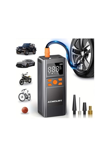 Primepickings 150psı Taşınabilir Şişirme Cihazı Acmount Siyah Usb Şarjlı Dijital Basınç Göstergeli Hızlı Lastik Pompası Araç Bisiklet Motosiklet Ve Spor Topları İçin