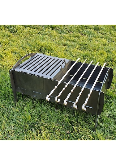 Portatif Çift Bölmeli Dayanıklı Ağır Ve Büyük Uzun Ömürlü Mangal Siyah