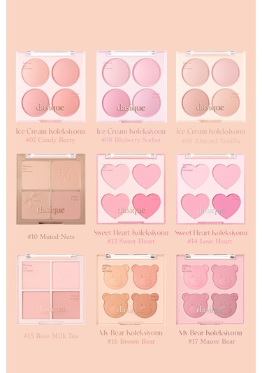 Dasique Karıştırılabilir Renk Tonlarına Sahip 4lü Allık Blending Mood Cheek 03 Peach Blending 03 Peach Blending