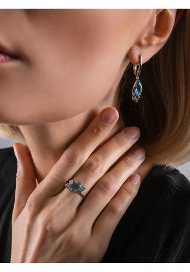 Lamponi 925 Ayar Gümüş Uzun Cerestenli Ve Topazlı Küpe 103986474 Diğer