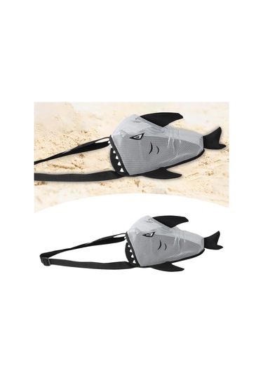 Suntek Yaz Çocukları Mesh Plaj Kabuk Torbası 25x18x15cm Çok Siyah