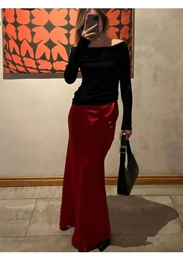 Molmol Uzun Saten Etek 201475068 Şarap Rengi