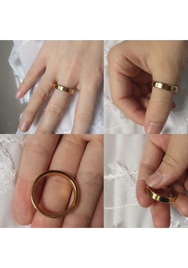 Gümüş 4mm Basit Pürüzsüz Kadın Yüzükler Siyah Paslanmaz Çelik Erkek Yüzükler Doğum Günü Hediyeleri 6 Gümüş