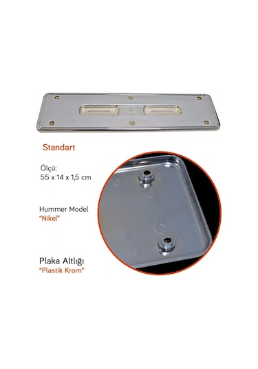 Nyf Hummer Standart Plaka Altlığı Plastik Krom Nikel Kalın (2 Li) 557441689