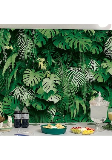Yaz Tropikal Palmiye Yaprakları Zemin Hawaii Tema Orman Safari Bitkiler Fotoğraf Arka Plan Parti Dekor Banner Vinil W150 L130cm