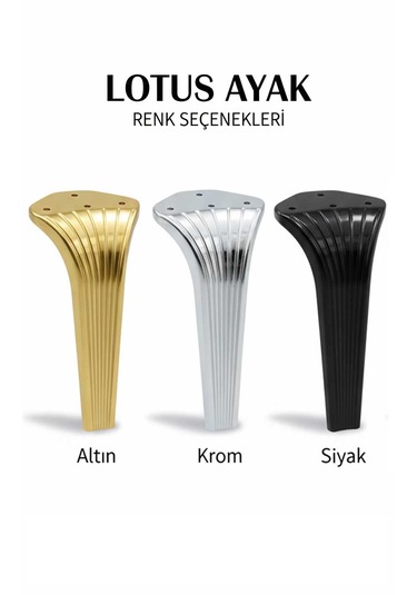 Lotus 19 Cm Siyah 4 Adet Koltuk Yatak Odası Tv Ünitesi Konsol Ve Sehpa Ofis Mobilyası Ayağı Yatak