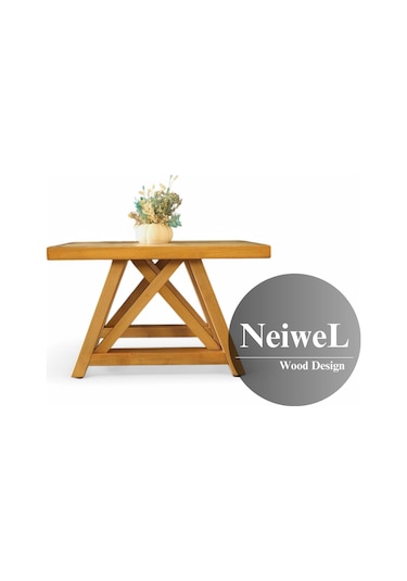 Neiwel Varen Doğal Ahşap Sehpa-80-80 Açık Ceviz