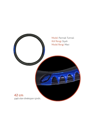 Pmx Geçmeli Direksiyon Kılıfı Fosforlu Siyah Mavi 42 Cm Teq-007bk/bl Mavi