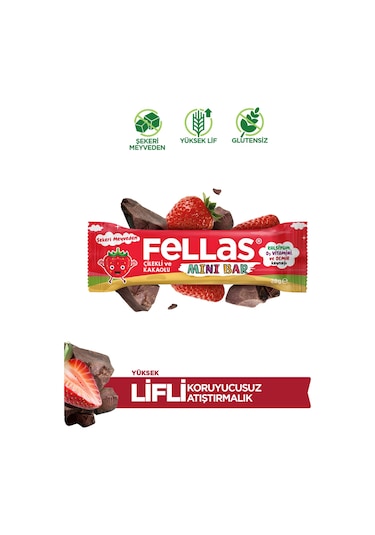 Fellas Çilek ve Kakaolu Mini Kids Meyve Bar 12 x 28 G