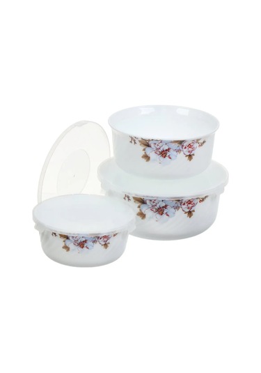 Daniks Cam Seramik Kapaklı 3 Parçalık Salata Kasesi Seti, Orlean 187270230 Yeşil