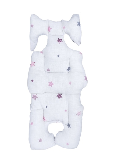 Ezh Collection 8011 Müslin Puset ve Oto Koltuğu Minderi Beyaz-Pembe