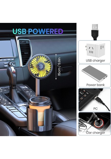 Araba Fan, Renkli Işıklu Araba Fan Kupası Tutucu, Usb Aracı Soğutma Hava Fan