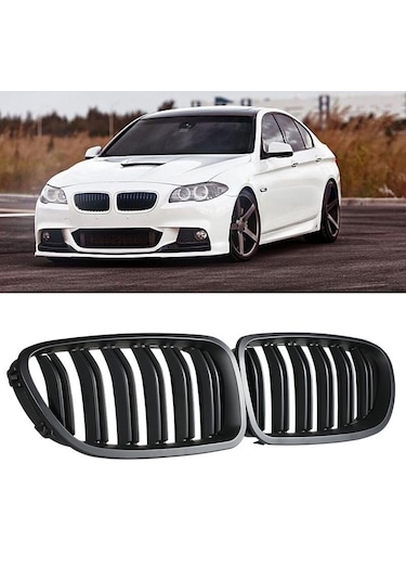 BMW F10 2011-2017 5.SERİ PARLAK SİYAH ÇİFT ÇİZGİ M5 ÖN PANJUR