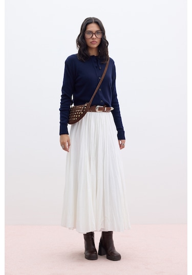 Pılıse Maxı Etek Ekru Ekru