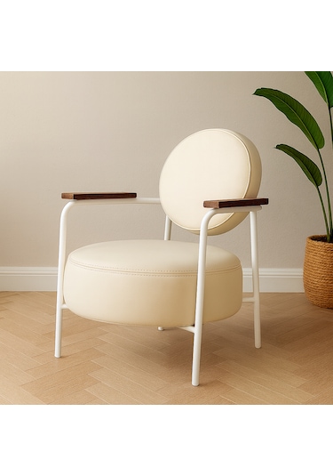 Venüs Berjer - Modern Tekli Beyaz Koltuk - Ofis Koltuğu - Krem