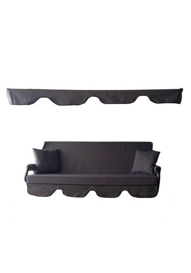 Süngersiz Tenteli Salıncak Kumaş Seti 3kişilik 164x47 Cm Süngersiz Lüx Panama Gri Gri