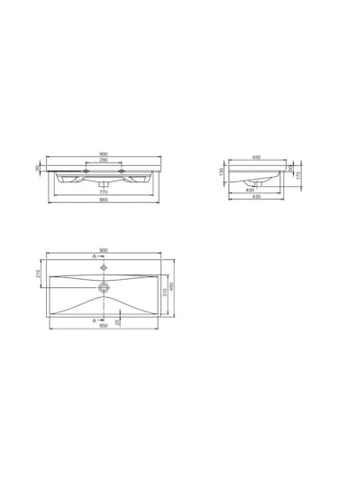 Turkuaz Seramik Etajerli Lavabo Elite 80 x 45 CM