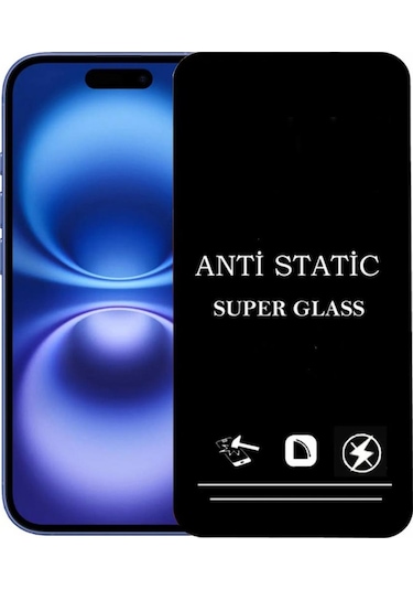 İphone Uyumlu 16 Anti Statik Ekran Koruyucu Toz Tutmayan Kırılmaz Cam