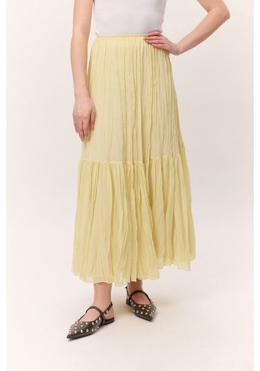 Crush Piliseli Uzun Etek Soft Sarı Soft Sarı