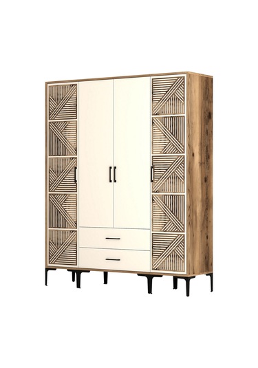 Variant Kumsal 4 Kapılı Ptp Gardrop - Ceviz / Krem