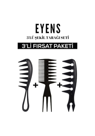 Eyens 3'lü Wax Şekil Tarağı Seti