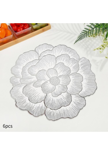 Suntek 6pcs Placemats Yemek Masası Yer Paspas Dekor Mutfak Ev Gümüş
