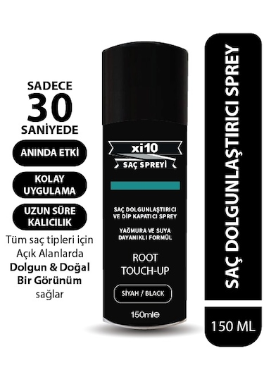 Xi10 Siyah Saç Dolgunlaştırıcı Sprey Ve Dip Kapatıcı Topik Sprey