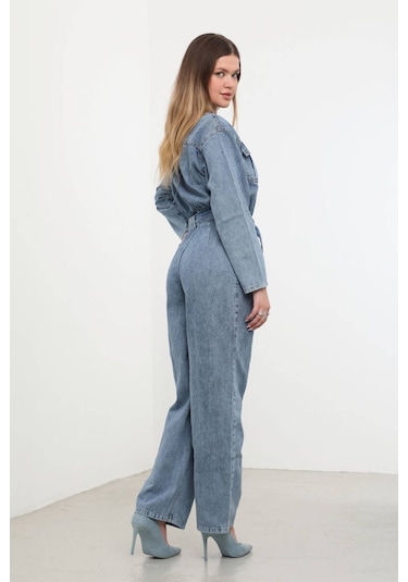 Kadın Oversize Jean Tulum Mavi 001