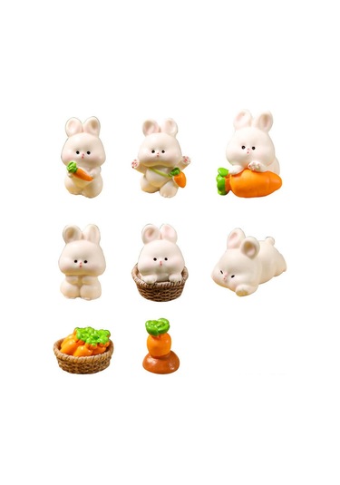 Singree 8 Adet Sevimli Kartoon Tavşan Figürü - Araba İç Dekorasyonu, Navigasyon Ekranı Ve Konsol Aksesuarı, Stili Ve Eğlenceni Araca Taşı