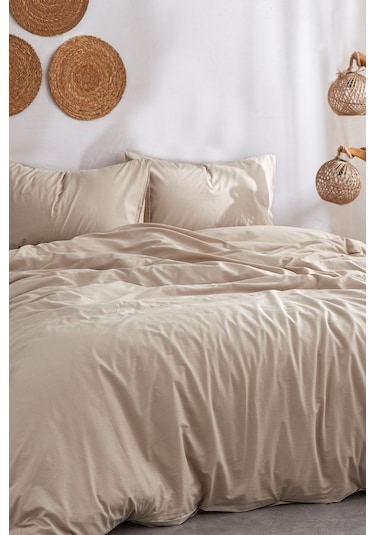 Soft Kahverengi %100 Pamuklu Çift Kişilik Nevresim Takımı