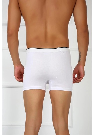 Giyim Erkek Büyük Beden Pamuklu Likralı Boxer Beyaz Beyaz