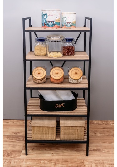 Mutfak Rafı Malzeme Dolabı Çok Amaçlı 5 Raflı Mikrodalga Dolabı