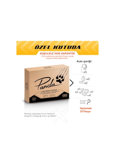 Panda Proline Serisi Jakar Kumaş Ticari Oto Koltuk Kılıfı Siyah -