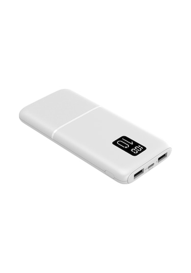 Logia P10 10000 Mah Led Ekranlı Slim 2.1a Powerbank Beyaz
