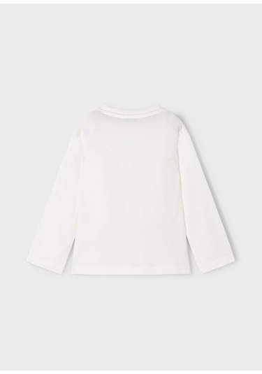 Erkek Çocuk Normal Kalıp Uzun Kollu Harf Aplikeli T-shirt - Krem SIYAH