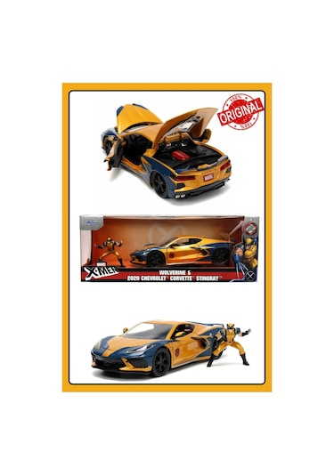 Marvel X - Men Wolverine & 2020 Chevrolet Corvette Stingray Model Araba 1:24