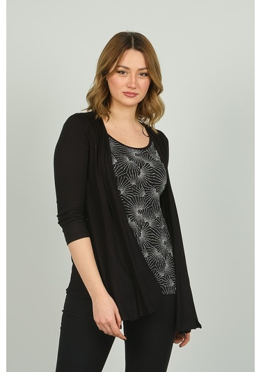 Ella Camelia Kadın Yarım Kol Tek Parça Bluz 21e010 Siyah