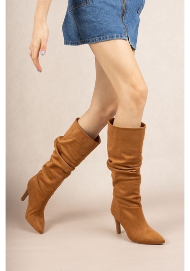 Gimer - 10 Punt Taba Süet Çizme - Cng220702G Taba