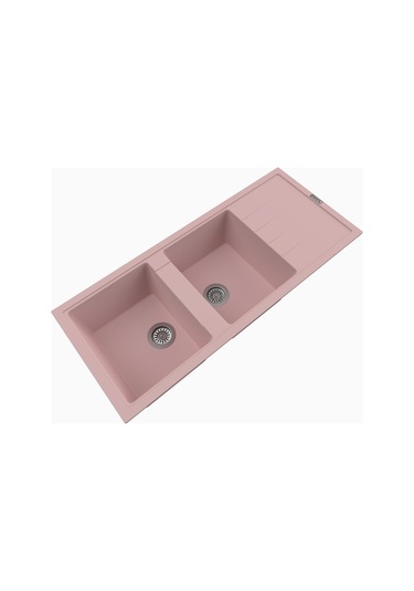 Polex Cristalüx Granit Evye P-X116 Pembe 2 Hazneli Tezgah Altı Ve Tezgah Üstü Mutfak Evyesi 116.5x50.8 CM
