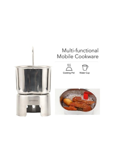 Tomshoo Kantin Bardak Standı Paslanmaz Çelik Odun Sobası Açık Kamp Yürüyüş Piknik Barbekü İçin Gümüş