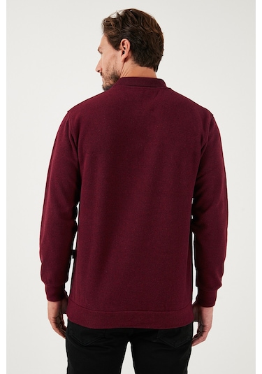 Buratti Pamuk Karışımlı Regular Fit Erkek Polo Yaka Kazak 456223 Mürdüm