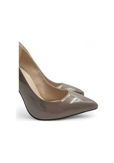 Luxuria Vizon Parlak Rahat Yüksek Stiletto Topuklu Ayakkabı Vizon