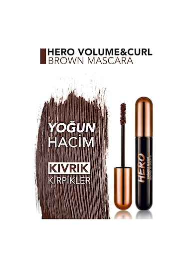 Flormar Hero Volume & Curl Yoğun Hacim Veren Nemlendirici Etkili Maskara 001 Brown Mascara