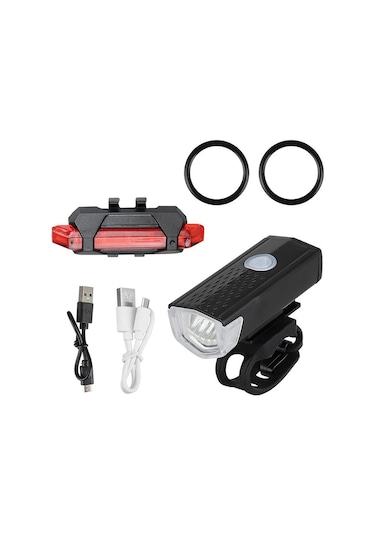 Exeo Led Bisiklet Ön Ve Arka Ikaz Işığı Far 3 Modlu Su Geçirmez Siyah - Kırmızı