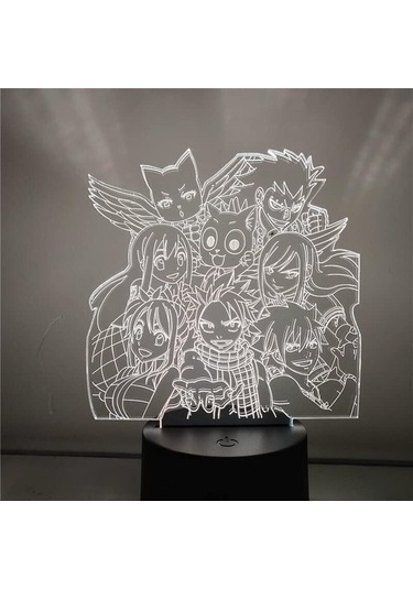 Goldenqian Fairy Tail Anime 3d Gece Lambası Boy Için 16 Renkler Kız Odası Dekor Illusion Led Lamba Usb Manga Erza Natsu Dragneel Şekil Uygun Çocuklar Hayranlar Yılbaşı Hediyeleri Lx5fmm Siyah